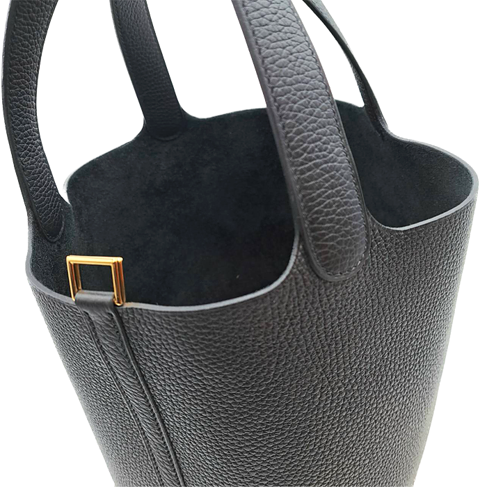 Pre-Owned Hermes Picotin Rock MM Noir Torillon Clemence Gold Fitting