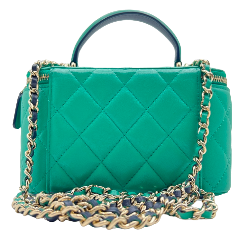 CHANEL Lambskin Matelasse Vanity Back Chain Shoulder Bicolor