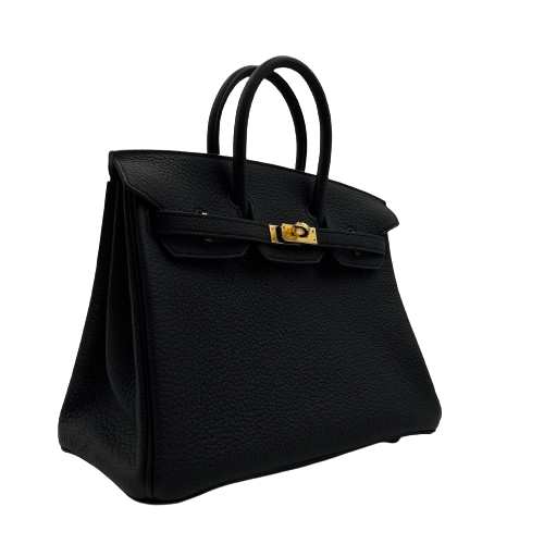 Hermes Birkin 25 Noir Togo Gold Hardware B가 새겨 져 있습니다