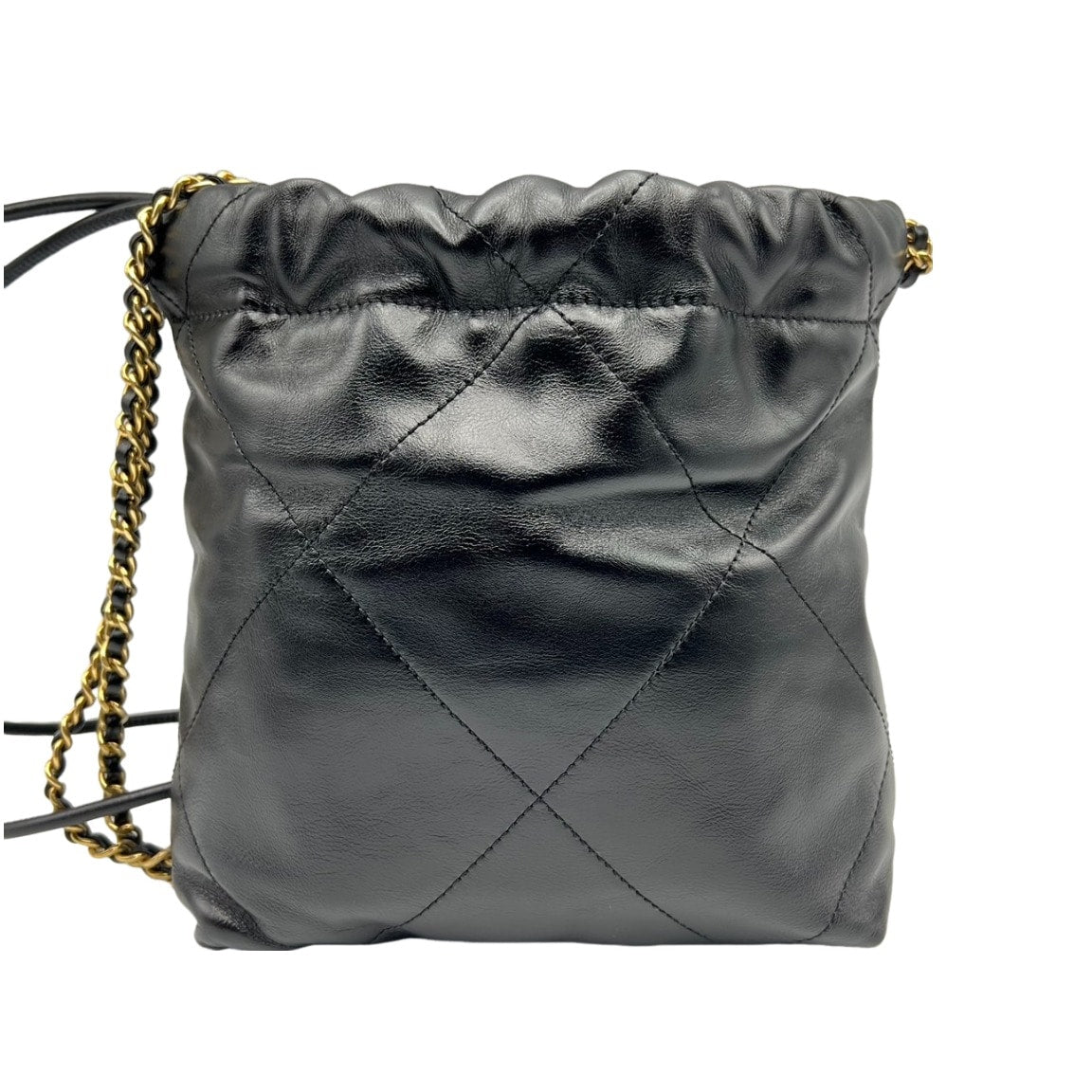 プレオウンド CHANEL シャネル22 チェーンショルダー ブラック カーフスキン
