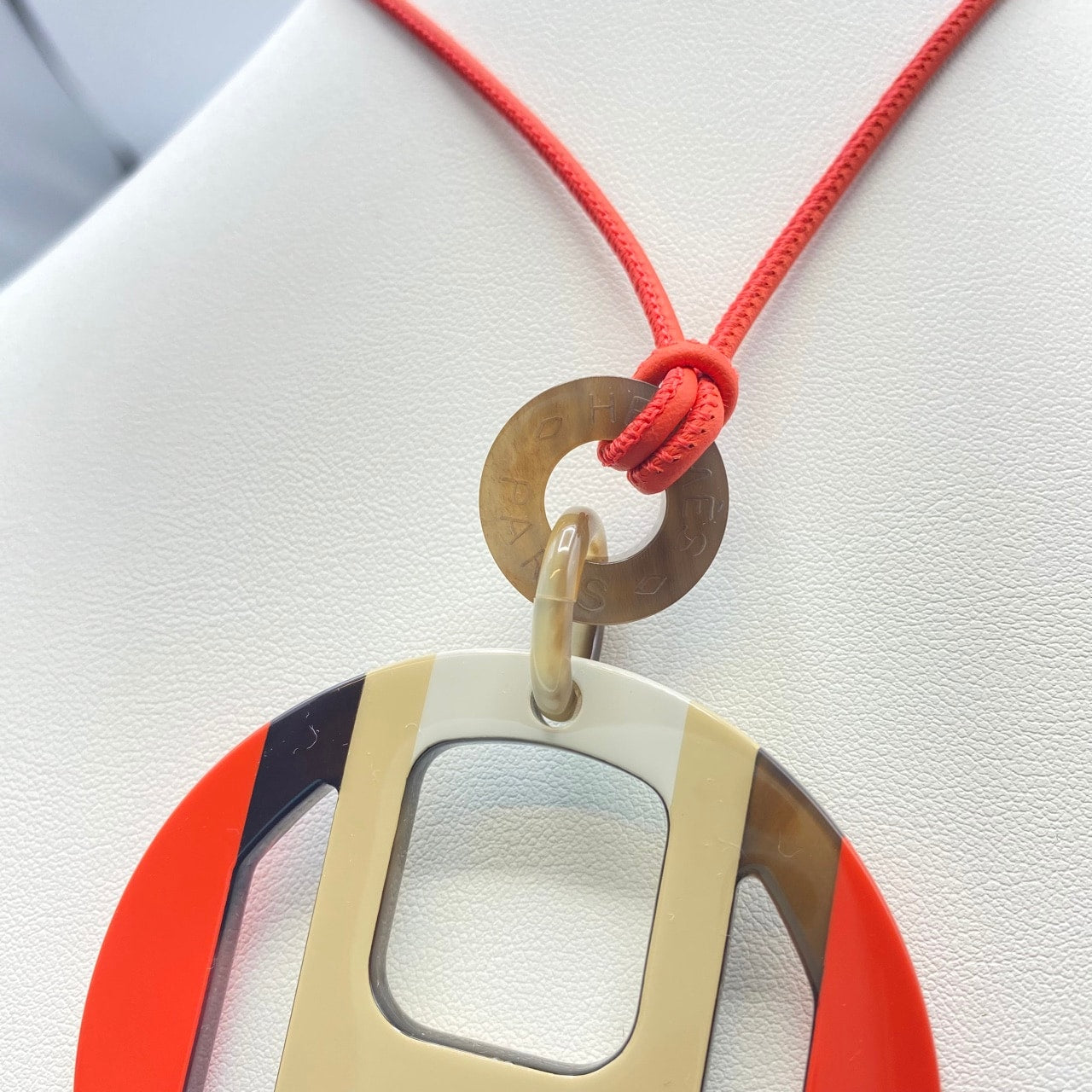 Pre-Owned Hermes H-Equip Pendant Buffalo Horn Lacquer