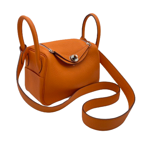 Hermes Lindy Mini Orange Minien Taurillon Clemence 银色五金 U 雕刻