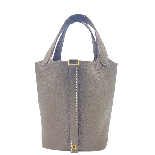 Hermes Picotin Lock PM Etoupe Torillon Clemence Gold Hardware u Engraved