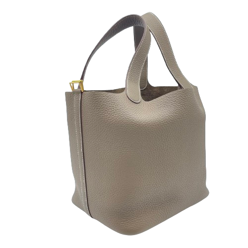Hermes Picotin Lock MM Etoupe Torillon Clemence 골드 하드웨어 B 새겨