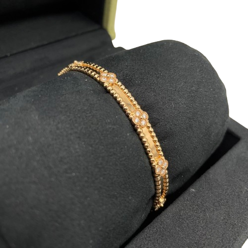 Van Cleef & Arpels Perle Sweet Clover Bracelet Small Model VCARP6X100 18K 로즈 골드/다이아몬드