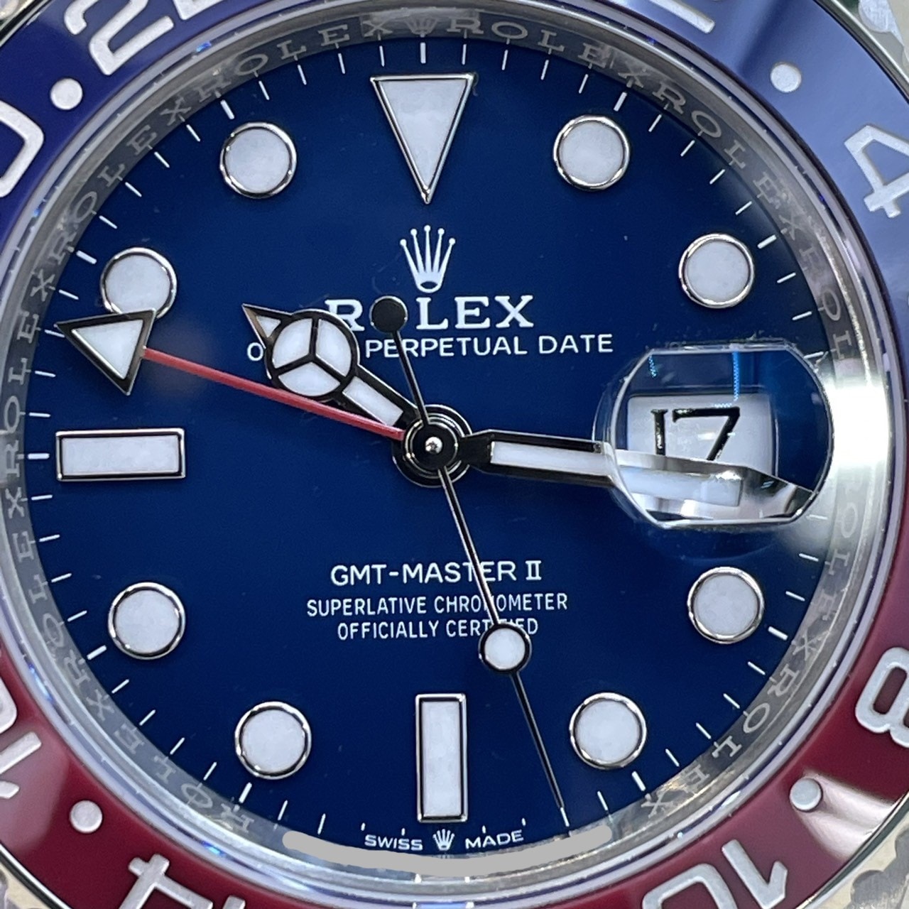 GMT 마스터 II 126719Blro 굴 팔찌 블루 화이트 골드