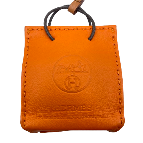 Hermes Sac Orange Bag Charm PM Foo/Gold Swift