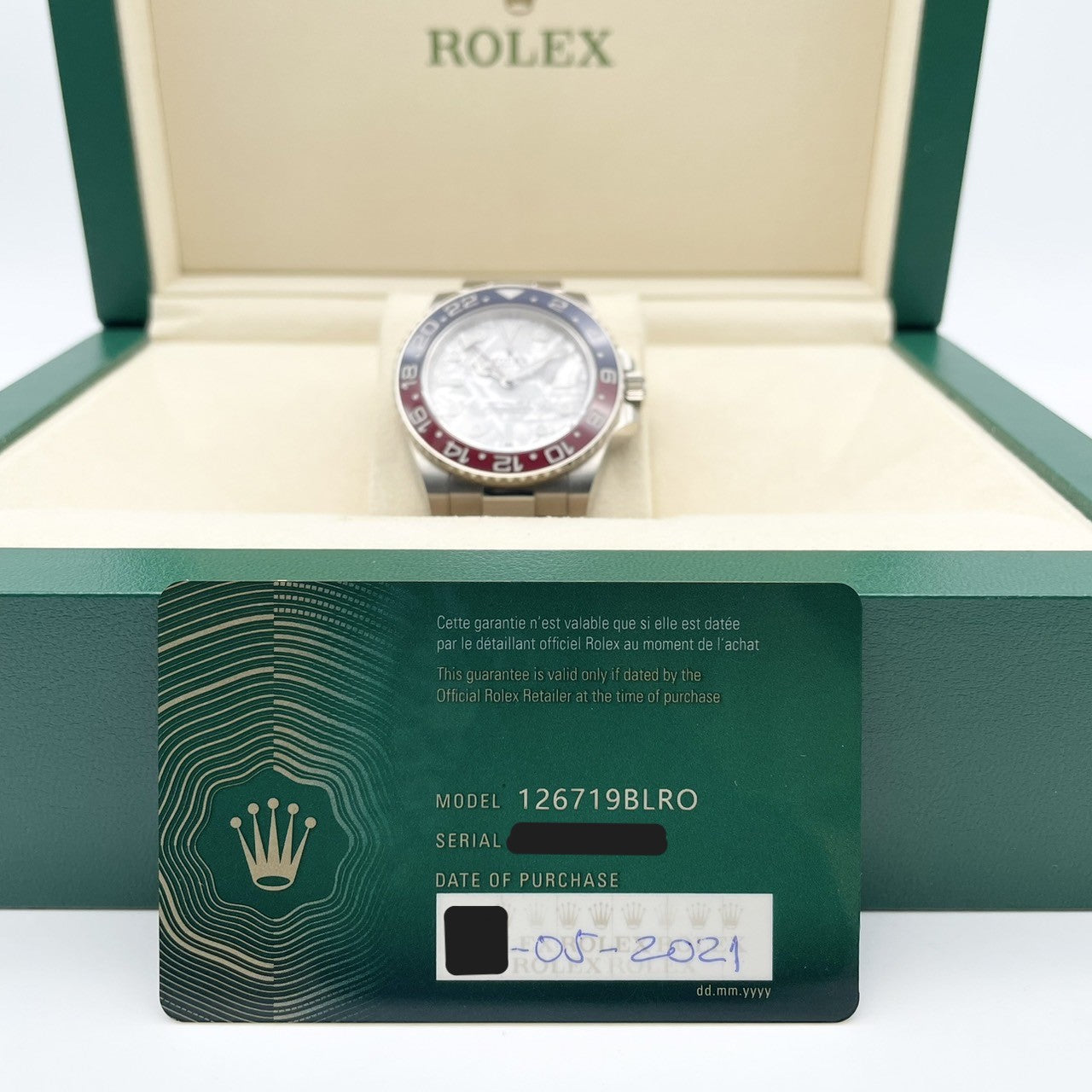 롤렉스 GMT 마스터 II 126719Blro Meteorite White Gold 40mm