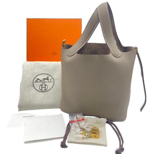 Hermes Picotin Lock PM Etoupe Torillon Clemence Gold Hardware w 새겨진