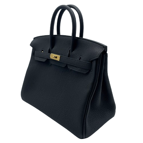 Hermes Birkin 25 Noir Togo Gold 하드웨어 W는 새겨 져 있습니다