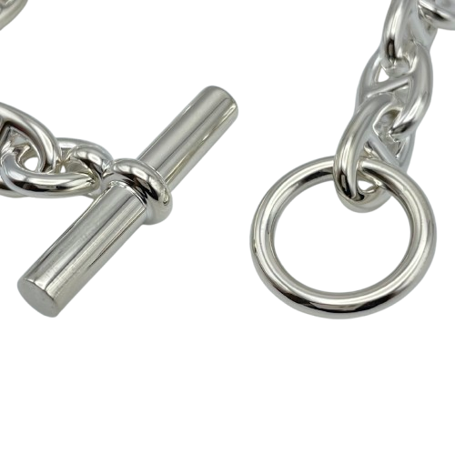 Pre-Owned Hermes Chaine Dunkle Bracelet MM Silver 925 14-panel