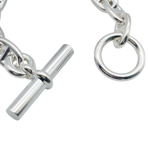 Pre-Owned Hermes Chaine Dunkle Bracelet MM Silver 925 15-panel