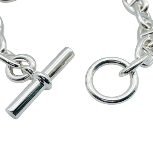Pre-Owned Hermes Chaine Dunkle Bracelet MM Silver 925 16-panel
