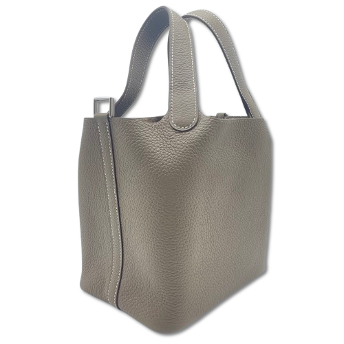 Hermes Picotin Lock PM Etoupe Torillon Clemence Silver Metal Fittings B 조각.