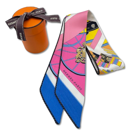 헤르메스 Twilly Springs Springs Bague Pink/Blue/Black 100% 실크