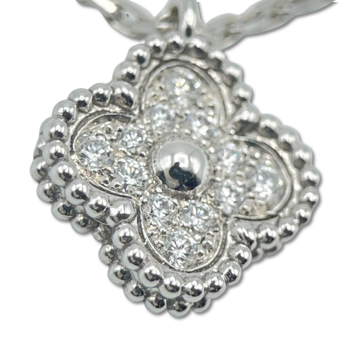 Pre-Owned Van Cleef & Arpels Vintage Alhambra Necklace VCARO85900 Sweet Diamond White Gold