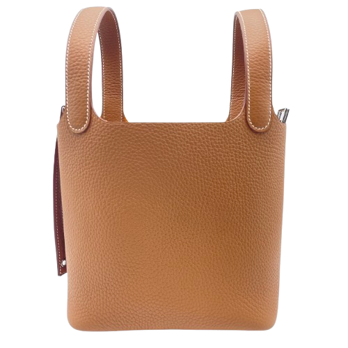 Pre-Owned Hermes Picotin Lock PM Gold Torillon Clemence Silver Metal Fitting K Engraved