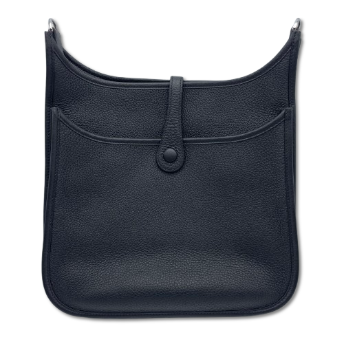 Pre-owned Hermes Evelyn PM Noir Taurillon Clemence Silver hardware K stamp