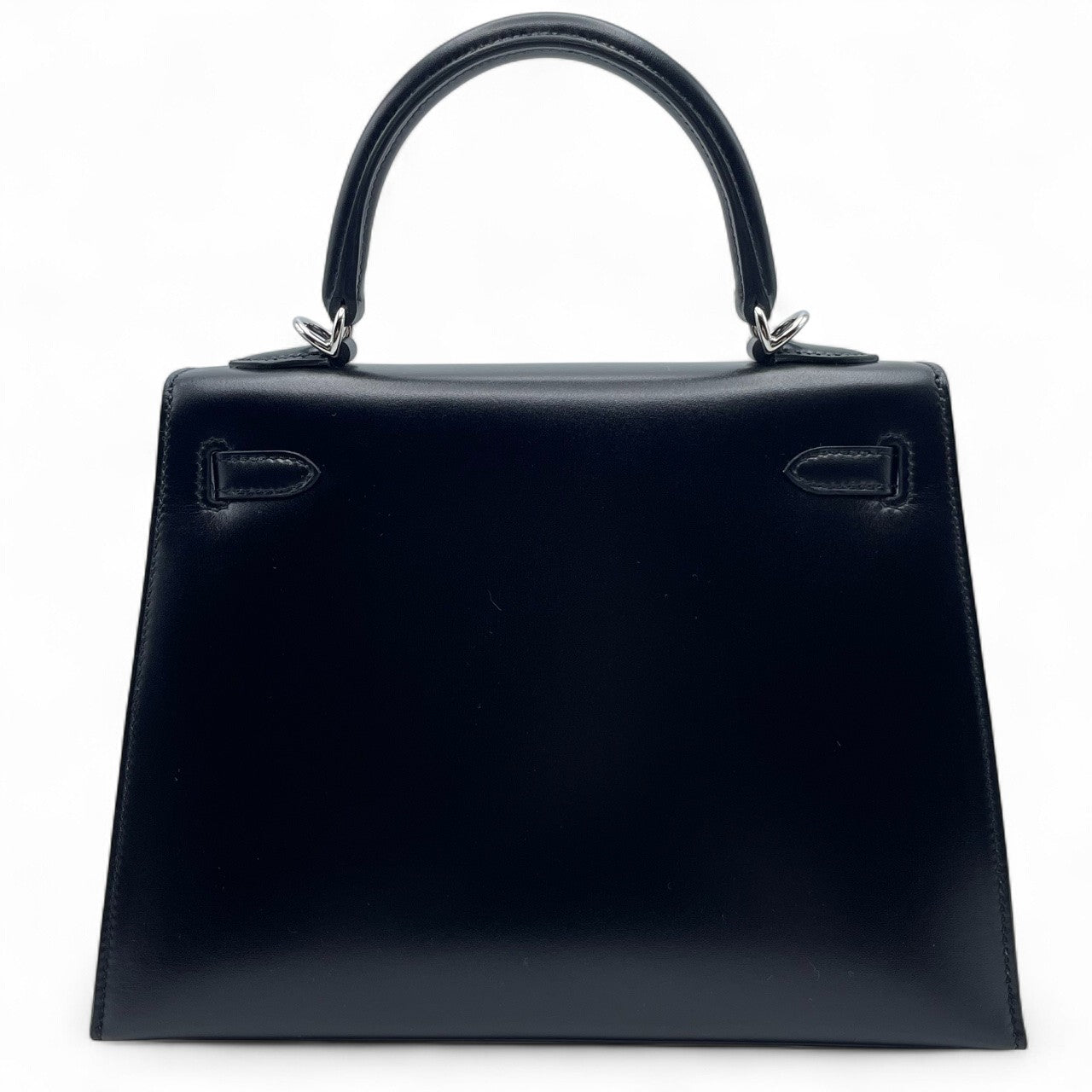 중고 헤르메스 켈리 25 느와르 박스 송아지 실버 하드웨어 B 인그레이빙