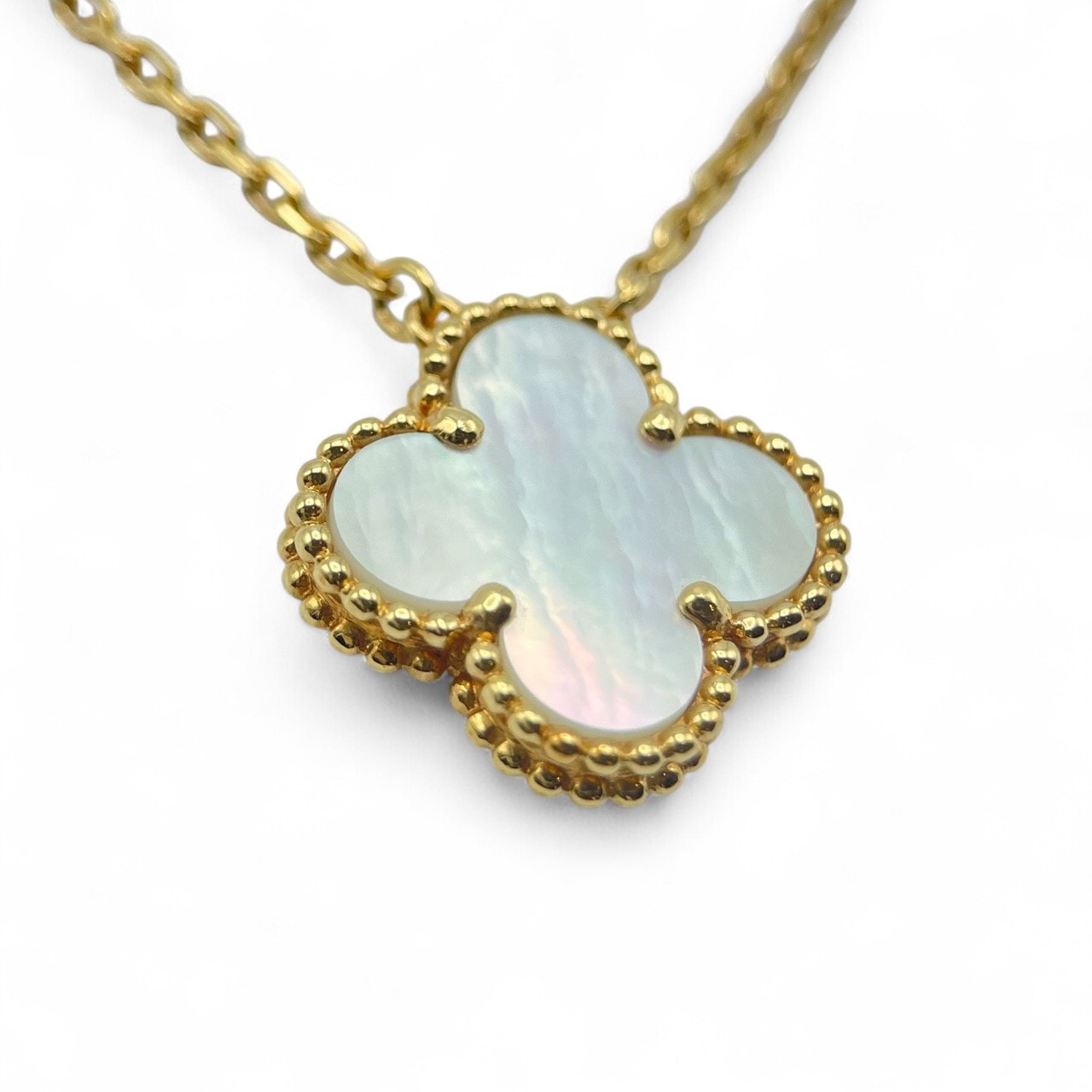 プレオウンドヴァンクリーフ&アーペル ヴィンテージアルハンブラ ネックレス VCARA45900 マザーオブパール イエローゴールド