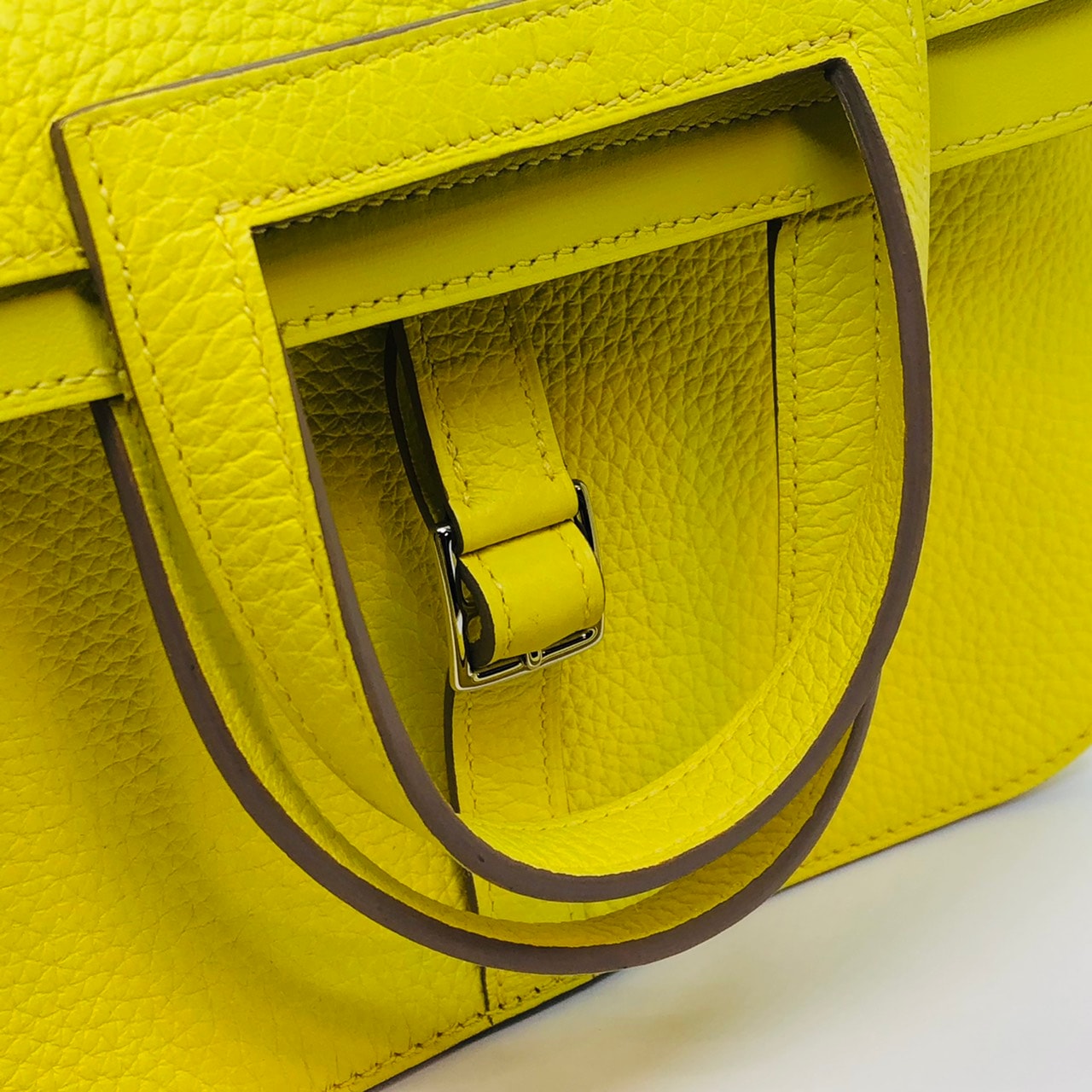 Pre-Owned Hermes Arzan 25 Lime Torillon Clemence Silver Fittings U Engraved
