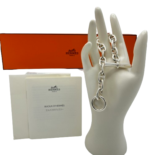 Hermes Chaine Dunkle Bracelet MM Silver 사용 좋은 상태
