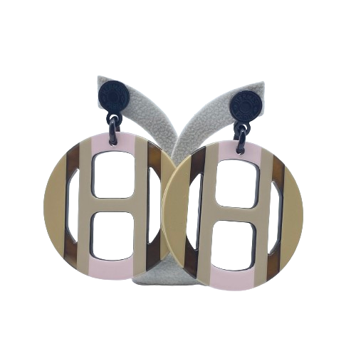 Pre-Owned Hermes H-Equip Earrings Buffalo Horn Lacquer