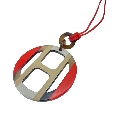 Pre-Owned Hermes H-Equip Pendant Buffalo Horn Lacquer