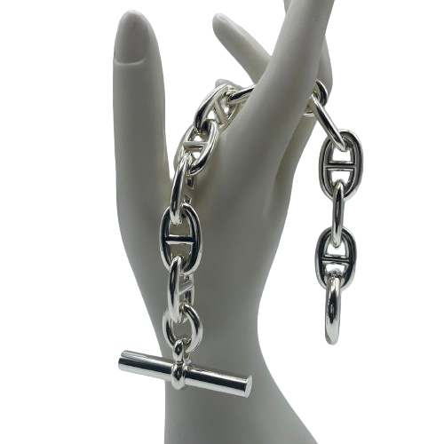 Pre-Owned Hermes Chaine Dunkle Bracelet TGM Silver