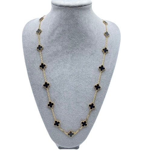 Pre-Owned [Under list price! 】Van Cleef & Arpels Vintage Alhambra Long Necklace VCARA43100 Yellow Gold Onyx 20 Motif