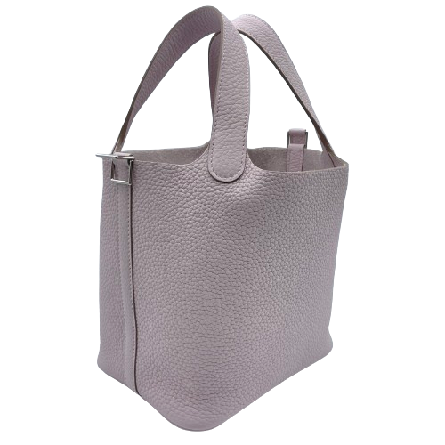 Hermes Picotin Lock PM Mauve 창백한 Torillon Clemence Silver Fittings w 새겨 져