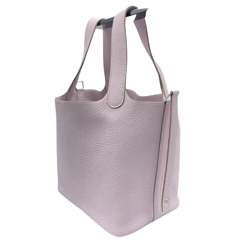 Hermes Picotin Lock PM Mauve 창백한 Torillon Clemence Silver Fittings w 새겨 져