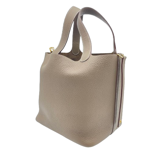 Hermes Picotin Lock MM Etoupe Torillon Clemence 골드 하드웨어 B 새겨