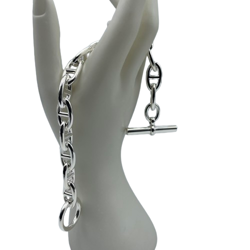 Pre-Owned Hermes Chaine Dunkle Bracelet GM Silver 925