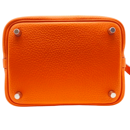 Hermes Picotin Lock PM Orange Torillon Clemence Silver Metal Fittings w 새겨 져