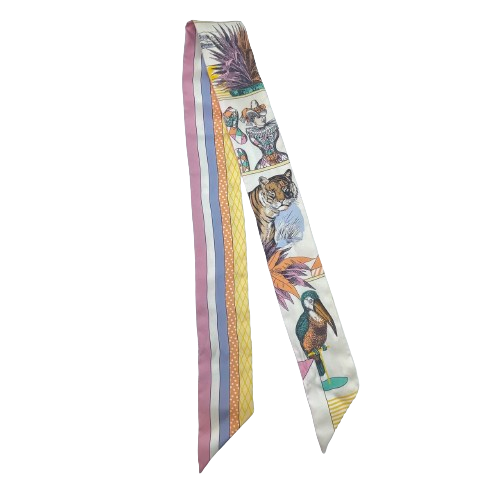 헤르메스 Twilly Grand Theatre Nouveau White/Yellow Silk