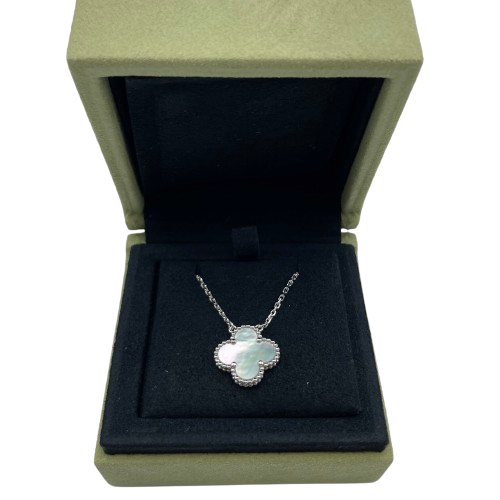 Pre-Owned Van Cleef & Arpels Alhambra Vintage Necklace VCARF48700 White Shell White Gold