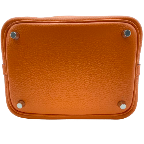 Hermes Picotin Lock PM Orange Torillon Clemence Silver Metal Fittings w 새겨 져