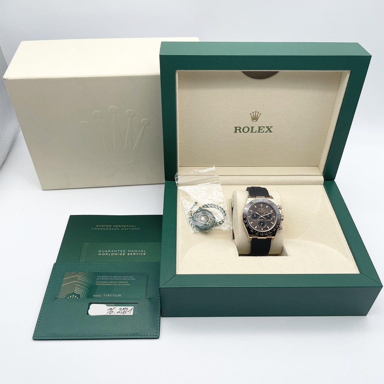 Pre-Owned Rolex Daytona 116515LN Black Rubber Belt Chocolate & Black 40mm