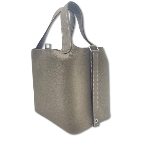 Hermes Picotin Lock PM Etoupe Torillon Clemence Silver Metal Fittings B 조각.