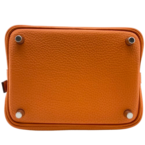 Hermes Picotin Lock PM Orange Torillon Clemence Silver Metal Fittings w 새겨 져
