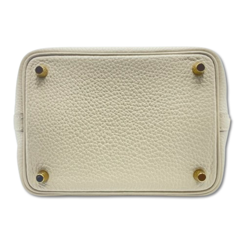 Hermes Picotin Lock PM Beton Torillon Clemence Gold Hardware u Engraved