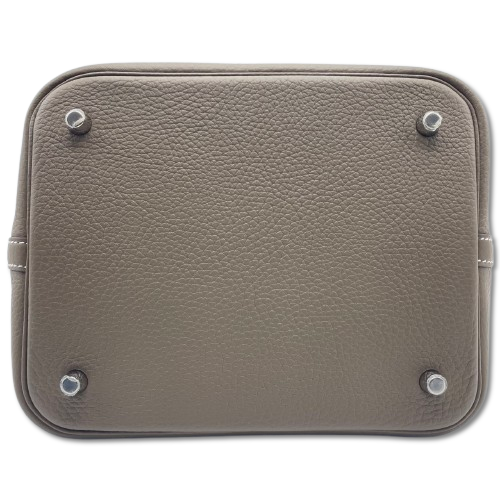 Pre-Owned Hermes Picotin Lock MM Etoupe Torillon Clemence Silver Fittings B Engraved