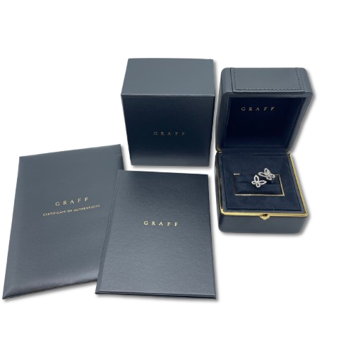 Pre-Owned Graph Double Butterfly Silhouette Diamond Ring RGR789 White Gold Size 11