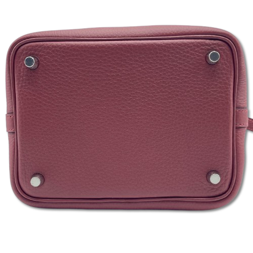 Pre-Owned Hermes Picotin Lock PM Rouge Ash Torillon Clemence Silver Fittings W Engraved