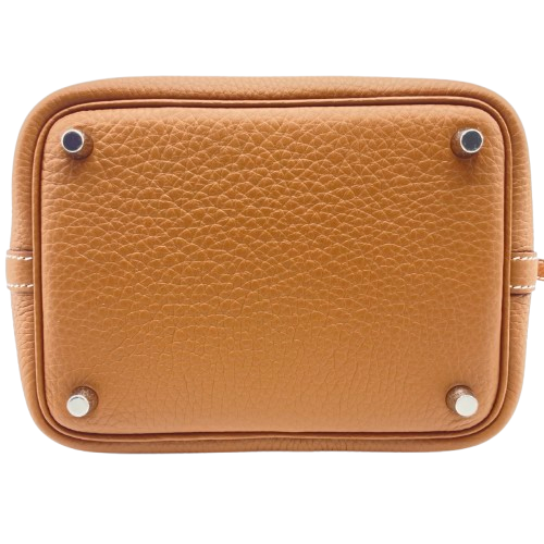 Pre-Owned Hermes Picotin Lock PM Gold Torillon Clemence Silver Metal Fitting K Engraved