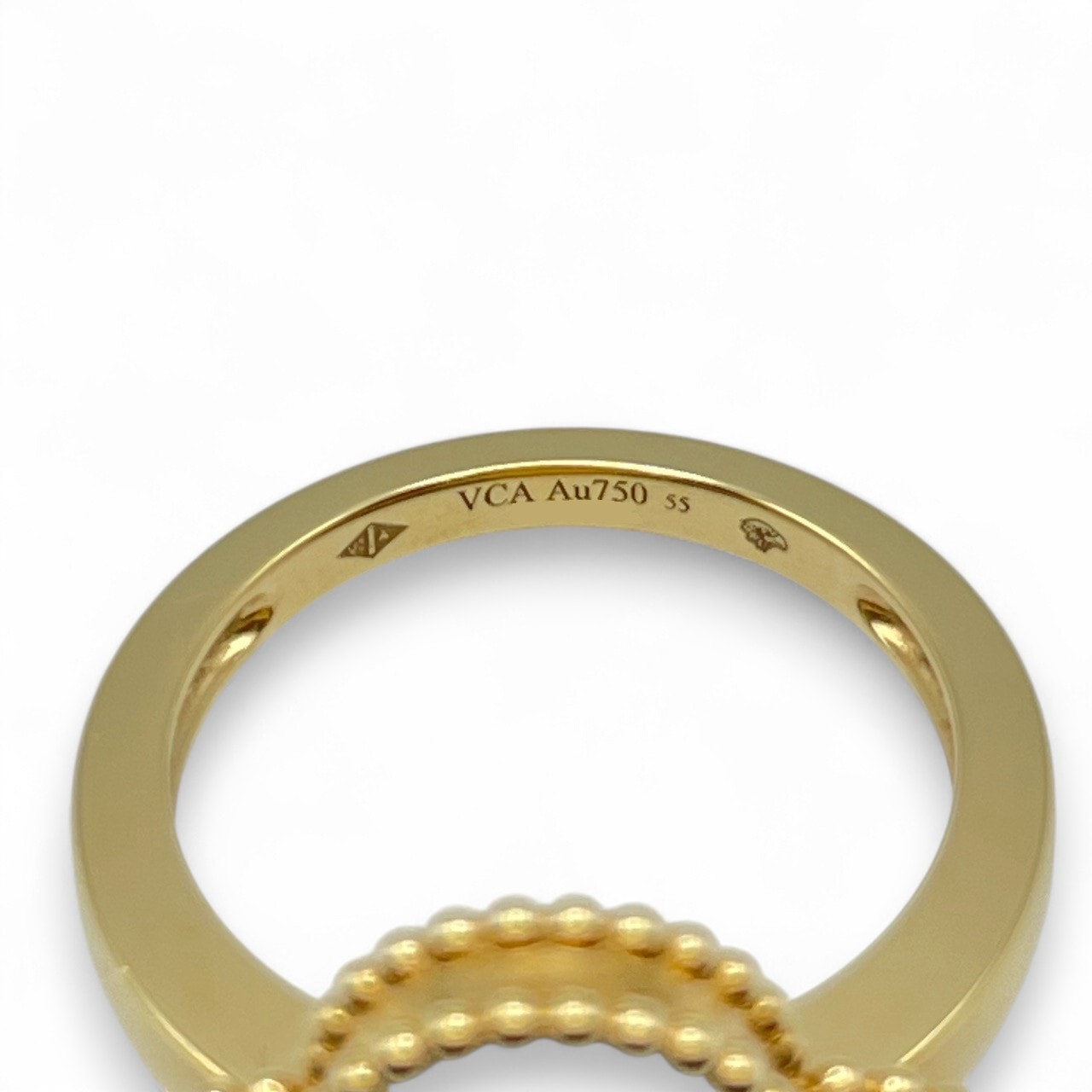 プレオウンドヴァンクリーフ&アーペル マジック アルハンブラ リング VCARF78955 マザーオブパール イエローゴールド 14号