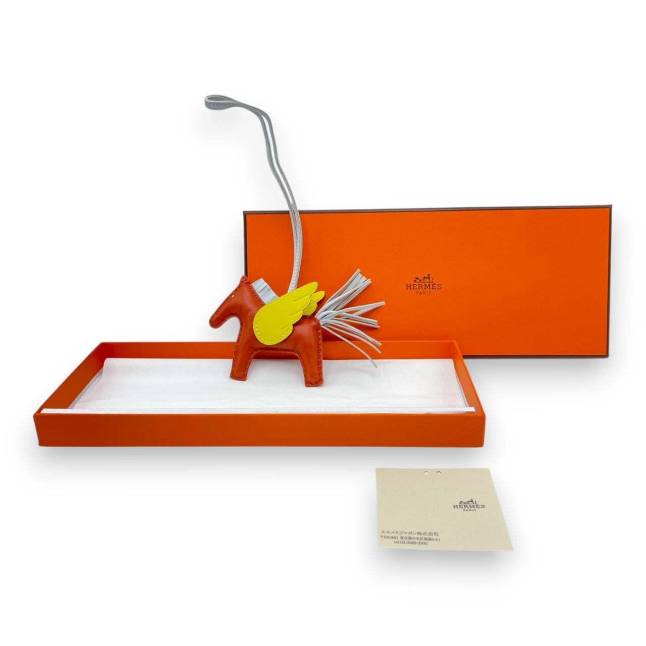 プレオウンドエルメス ペガサスチャーム PM カーネリアン/ブルーブリュム/ライム Z刻印