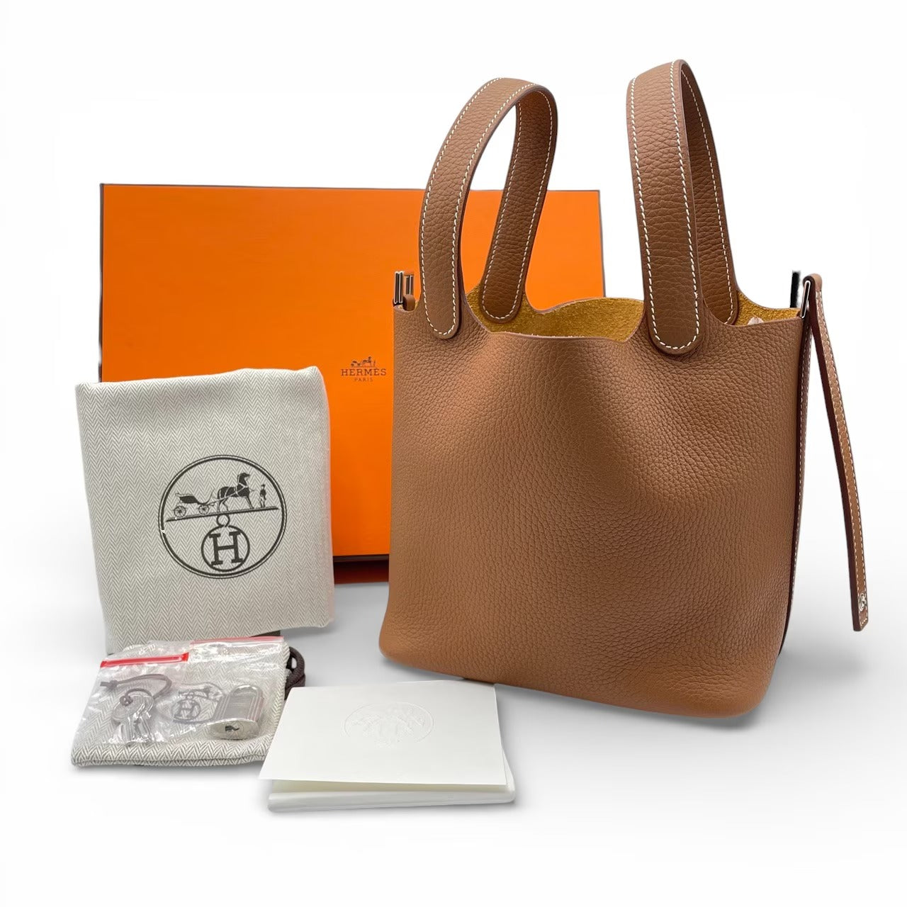 プレオウンドエルメス ピコタンロック PM ゴールド トリヨンクレマンス シルバー金具 K刻印