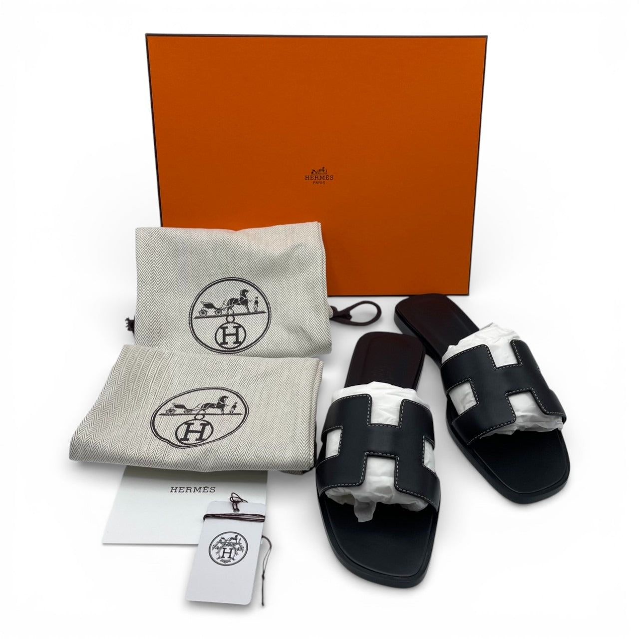 プレオウンドエルメス オラン サンダル 36 ノワール 23/23.5cm